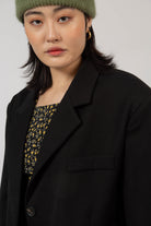 Black single breasted oversized blazer_9