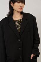 Black single breasted oversized blazer_7