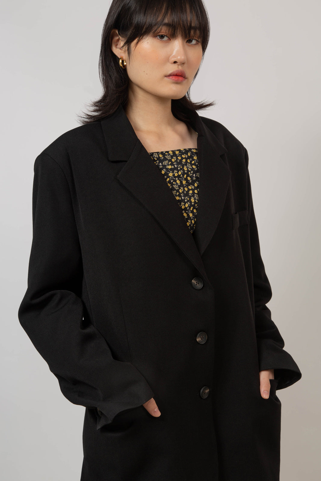 Black single breasted oversized blazer_3