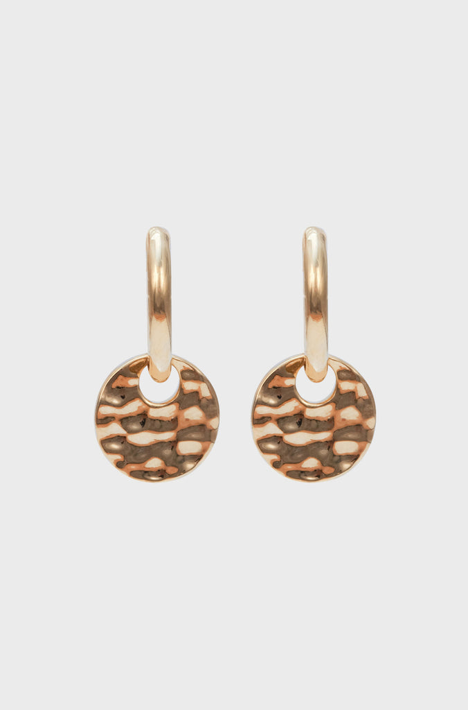 Gold hammered circle hoop earrings_1