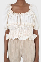 Beige silky micro pleat trousers_8