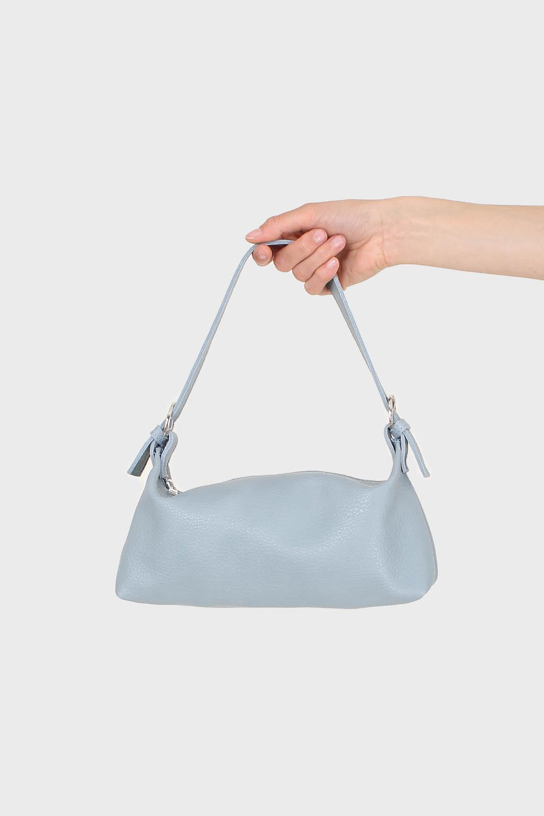 Blue vegan leather shoulder bag