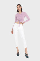 Lilac pull front long sleeve jersey top_3