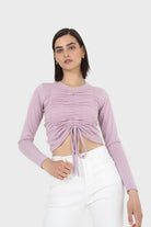 Lilac pull front long sleeve jersey top_1