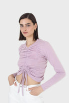 Lilac pull front long sleeve jersey top_7