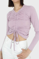 Lilac pull front long sleeve jersey top_5
