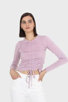 Lilac pull front long sleeve jersey top_2