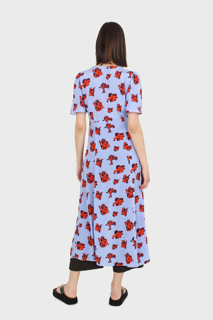 Pale blue and red floral print short sleeved maxi dress_2