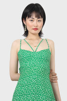 Green floral open back strappy midi dress_21