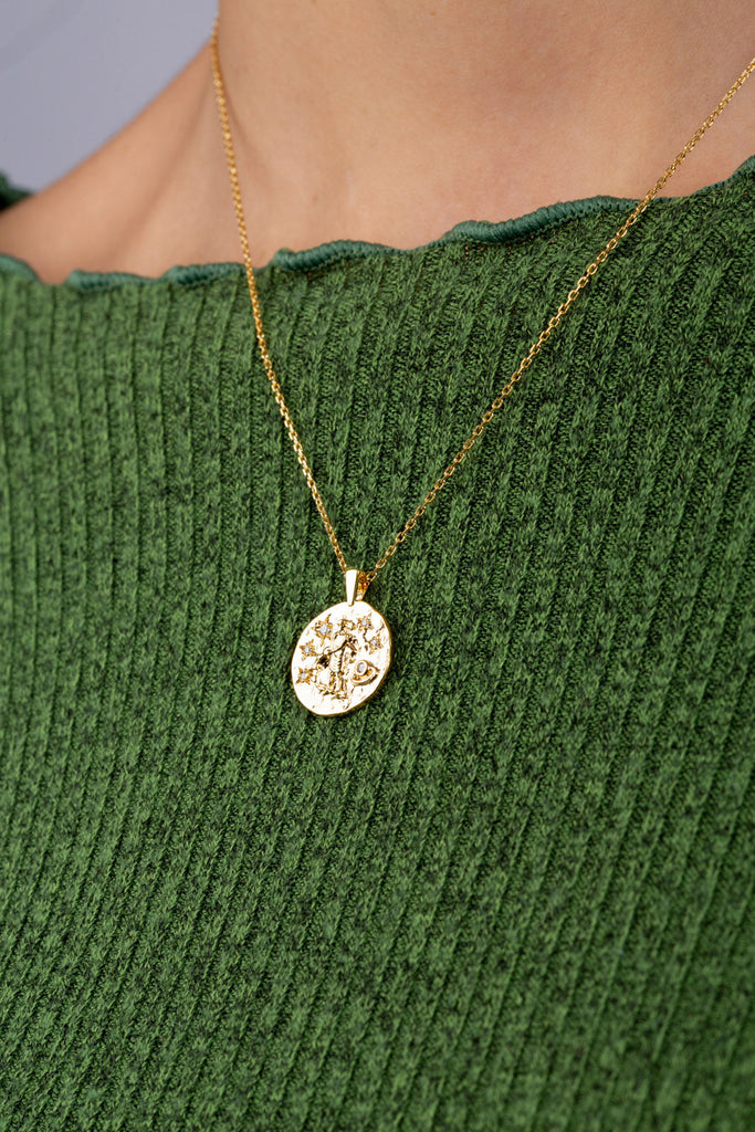 Gold zodiac charm necklace - Aquarius_3