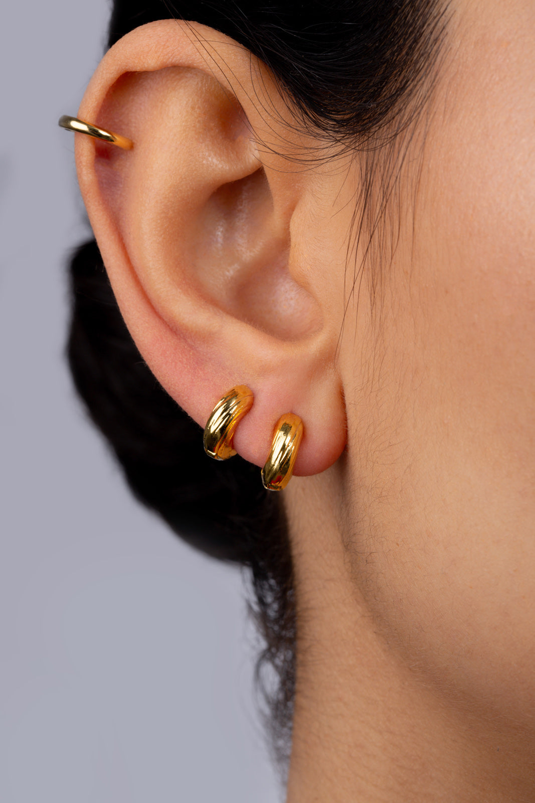 etched thick hoop earrings