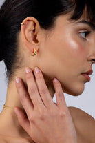 Gold dotted pearl mini hoops_5