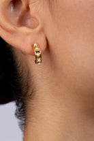 Gold dotted pearl mini hoops_3
