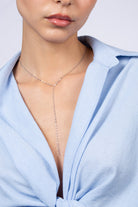 Chain necklace - Silver long Y drop_1