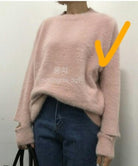 Pale pink furry angora slit sleeve jumper_1