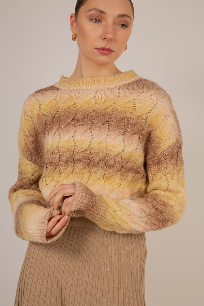 Beige and yellow dip striped jumper_1