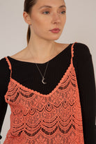Coral lace spaghetti strap tank_4