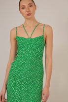 Green floral open back strappy midi dress_3