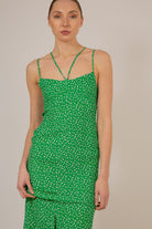 Green floral open back strappy midi dress_2