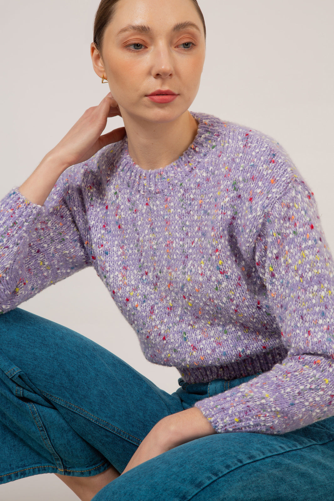 Purple rainbow flecked jumper_12