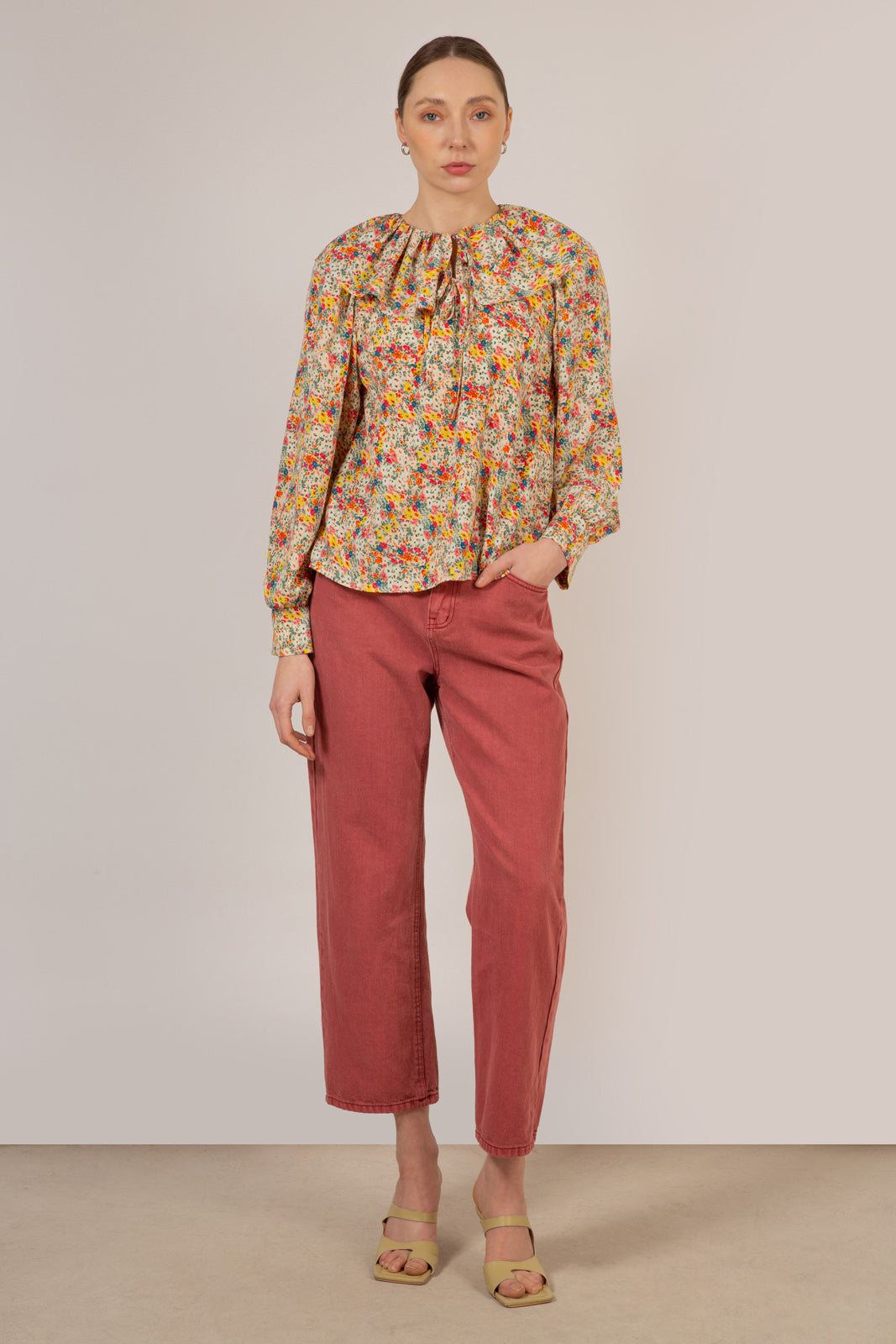 Ivory bold floral print blouse_9