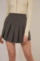 Charcoal asymmetric pleated mini skirt_1