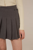 Charcoal asymmetric pleated mini skirt_5