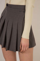 Charcoal asymmetric pleated mini skirt_6