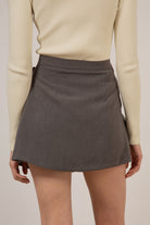 Charcoal asymmetric pleated mini skirt_7