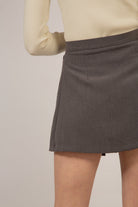 Charcoal asymmetric pleated mini skirt_2