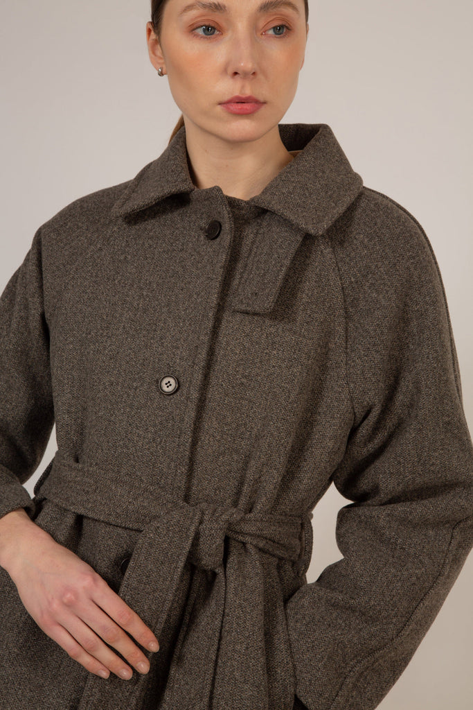 Light brown wool blend belted coat_7