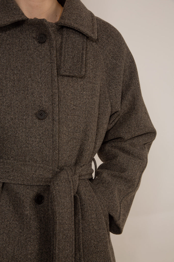 Light brown wool blend belted coat_12