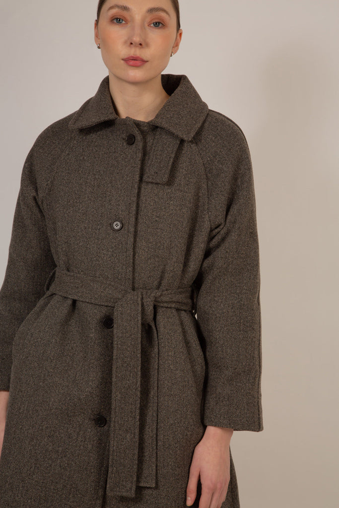 Light brown wool blend belted coat_1