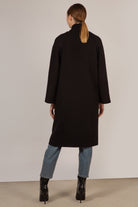 Black wool blend cocoon tailored coat_10