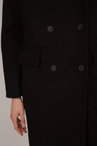 Black wool blend cocoon tailored coat_8