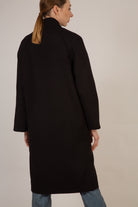 Black wool blend cocoon tailored coat_9