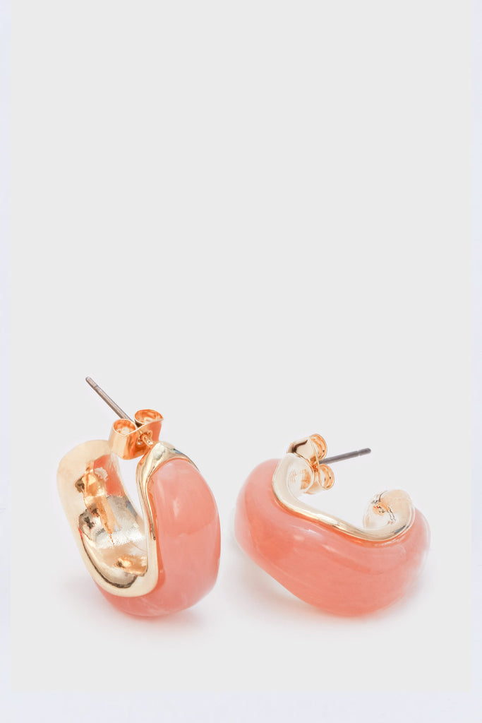Pale pink swirl and gold hoop earrings_1