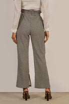 Black ruched waist houndstooth trousers_2