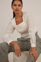 Ivory square neck textured blouse_1