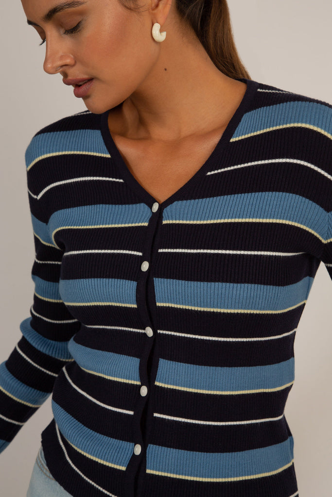 Black and blue striped knit top_1