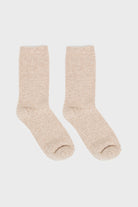 Light beige smooth cashmere wool blend socks_2