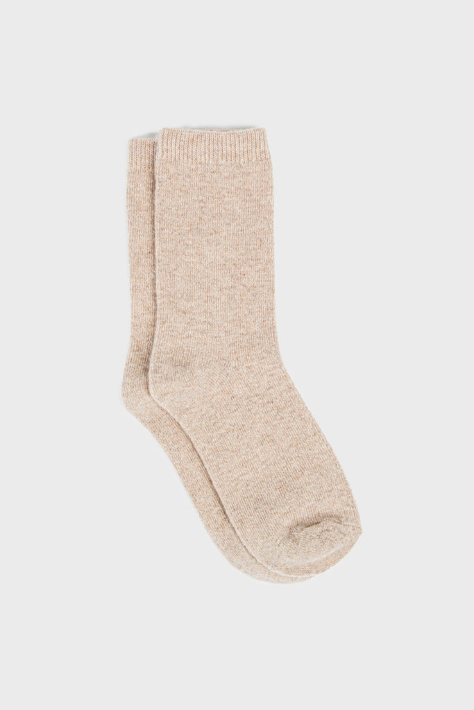 Light beige smooth cashmere wool blend socks_1