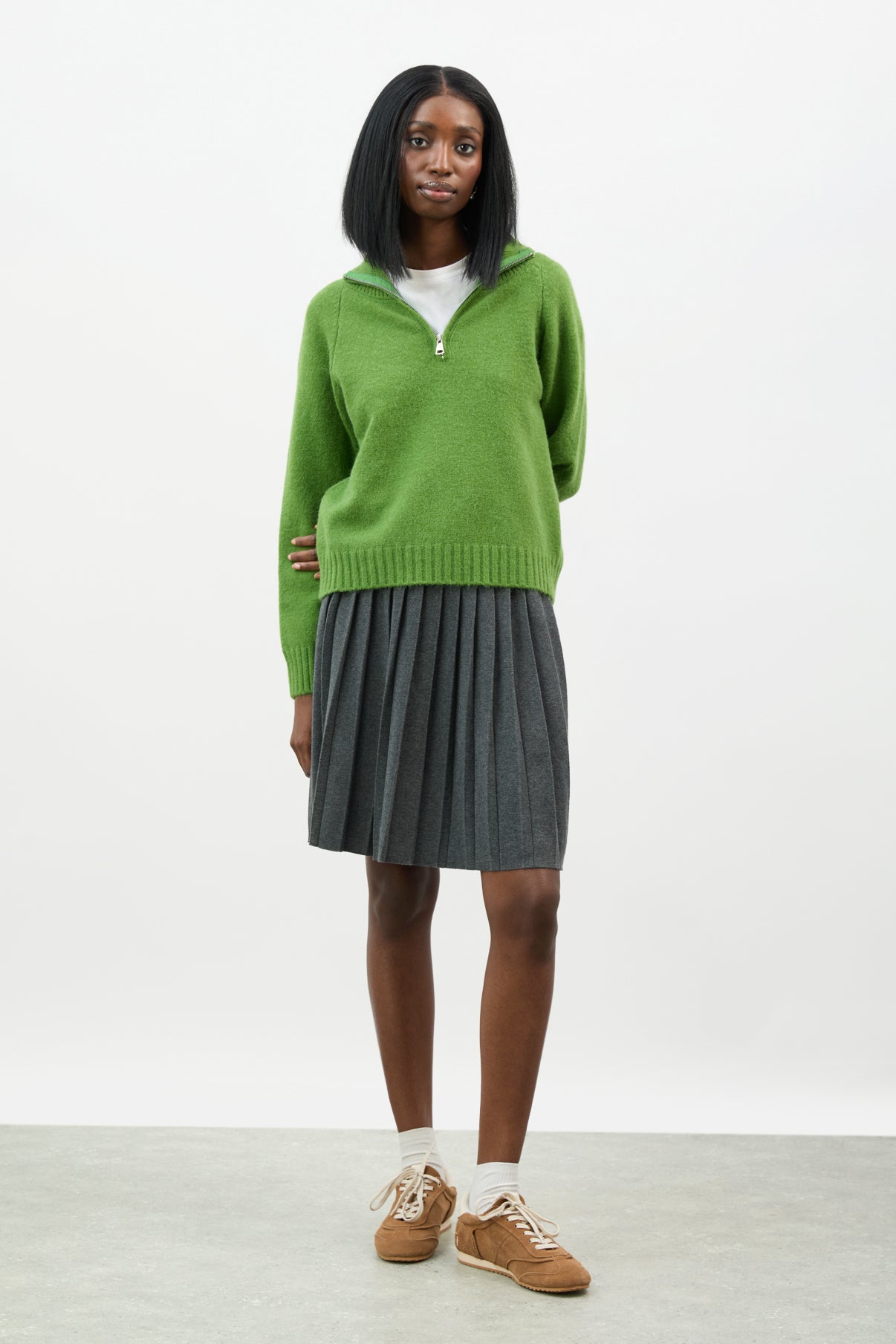Apple green zip front jumper_4