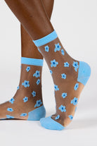Aqua blue mixed flower sheer socks_1