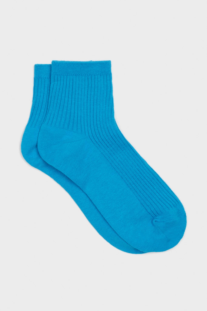 Aqua blue short cotton blend socks_3