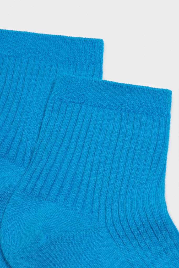 Aqua blue short cotton blend socks_4