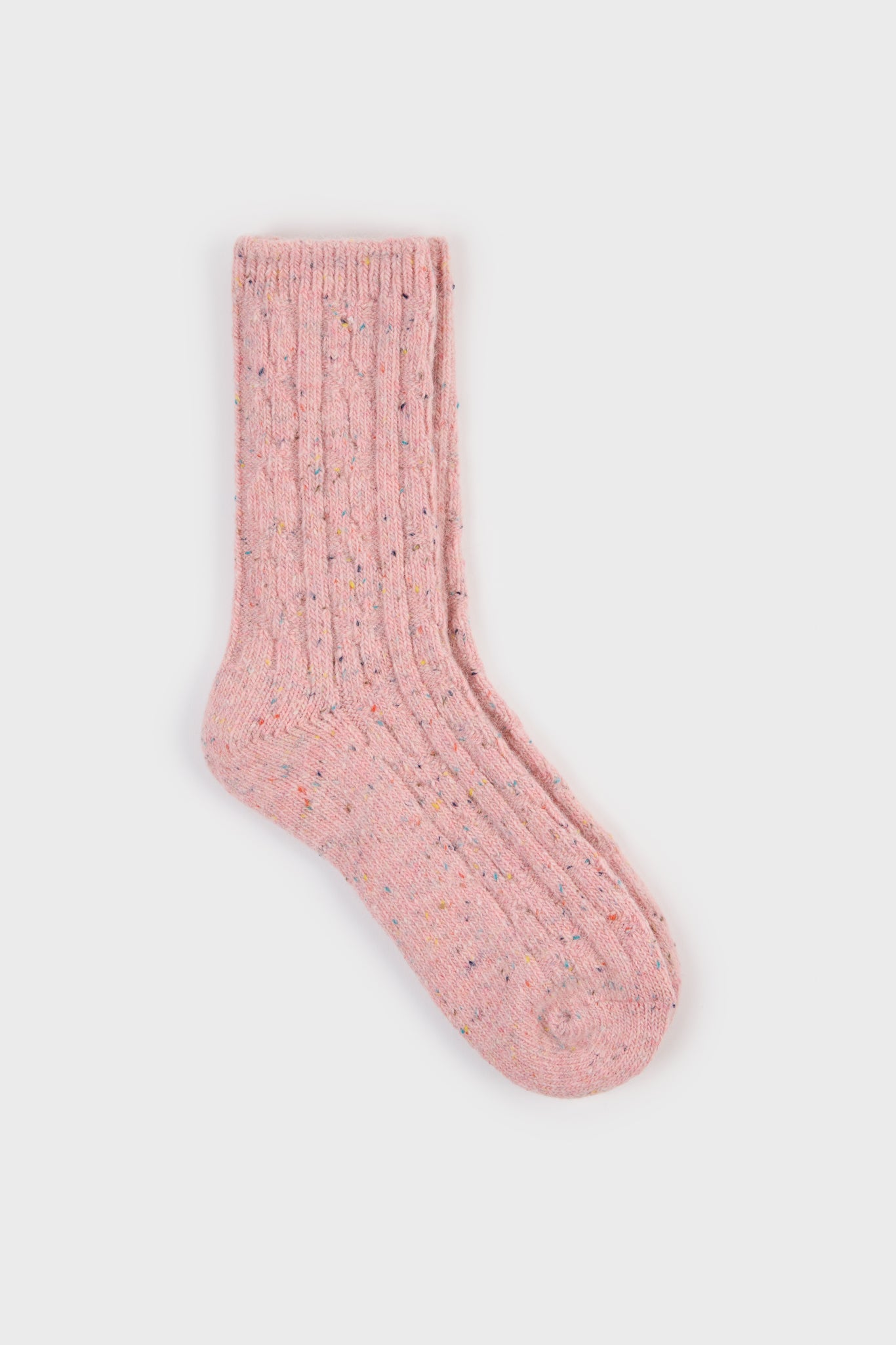 Baby pink rainbow fleck thick socks_1
