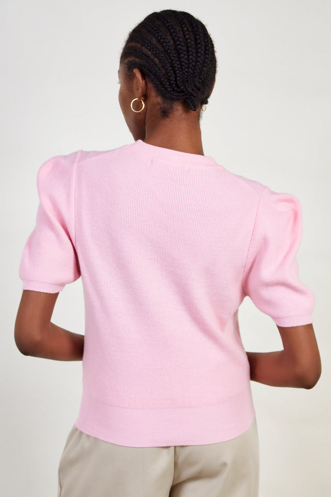Baby pink short sleeved knit tee_3
