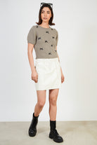 Beige and black tiny ribbon knit tee_4