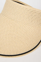 Beige and black trim straw sun visor_4